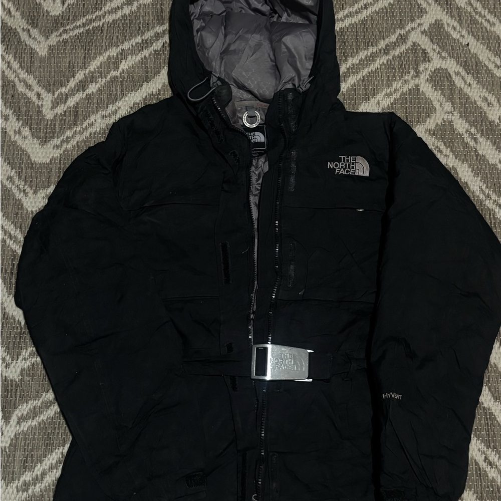 The North Face HyVent women's down-fill jacket with a belt vintage